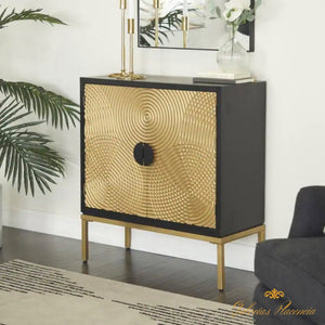 Gabinete de diseño ondulado con relieve de madera color bronce