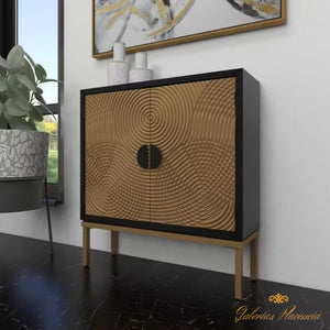 Gabinete de diseño ondulado con relieve de madera color bronce