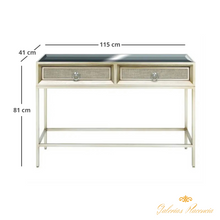 Cargar imagen en el visor de la galería, Mesa de consola Glam de madera y metal plateada