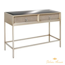 Cargar imagen en el visor de la galería, Mesa de consola Glam de madera y metal plateada