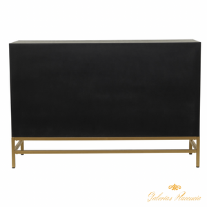 Gabinete bufetera negro estilo Glam madera y espejo