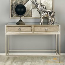 Cargar imagen en el visor de la galería, Mesa de consola Glam de madera y metal plateada